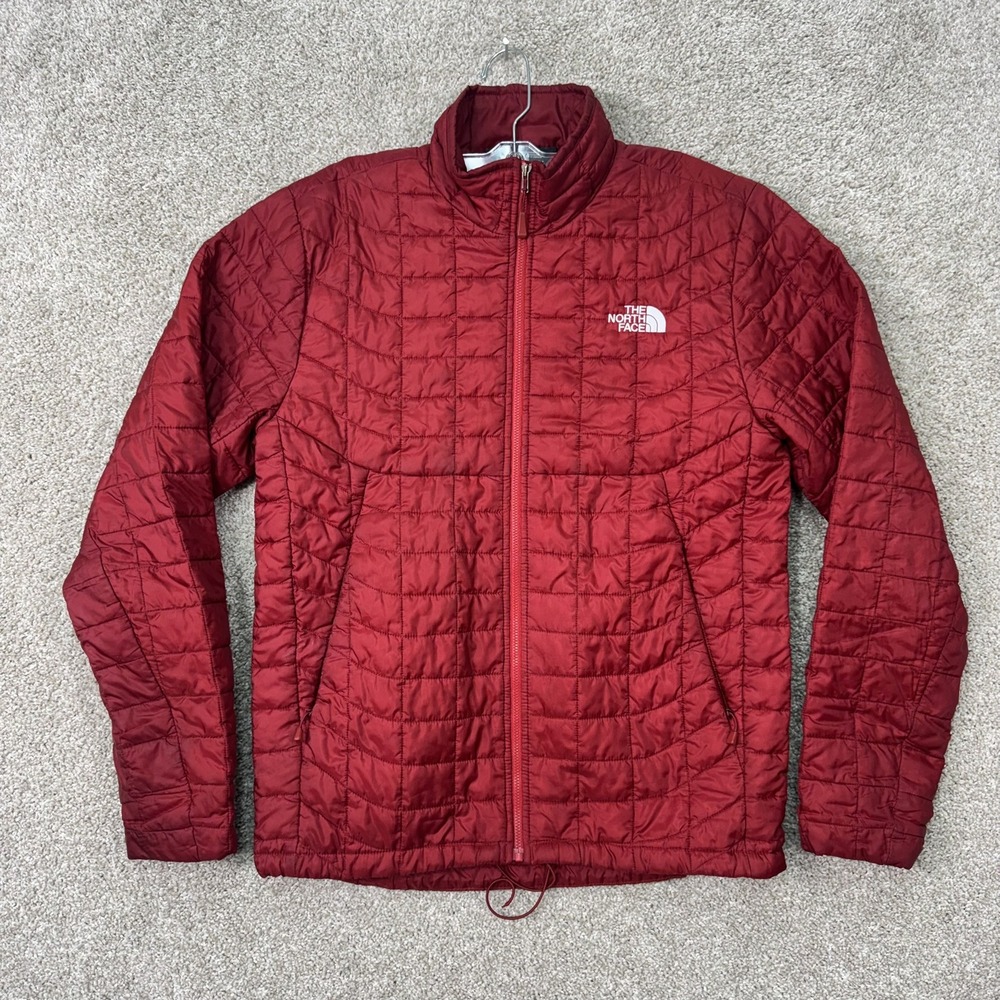 The North Face ThermoBall Eco Jacket Mens Small Red Quilted Puffer Full Zip